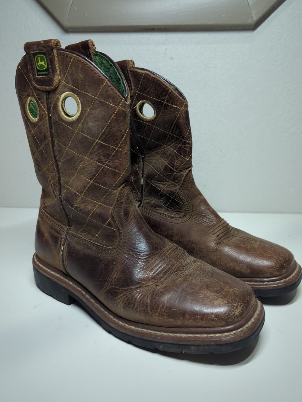John Deere Square Toe Work Boots Kids Size 4M